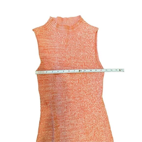 Anthropologie Daily Practice Mock Neck Ribbed Knit Midi Dress Sz XS Orange coral - Picture 7 of 11